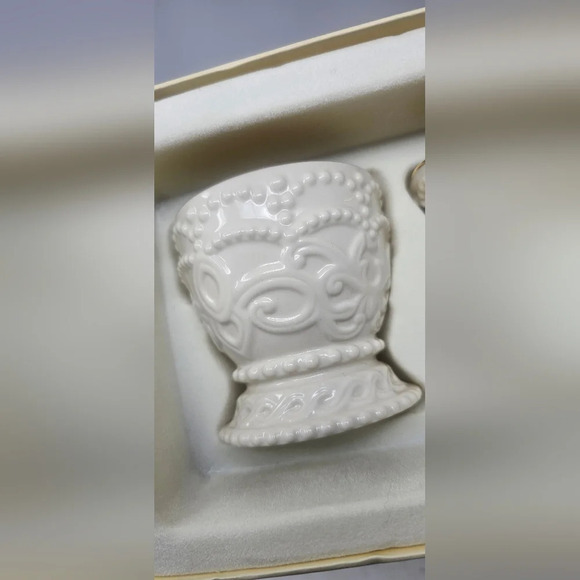 Lenox Ivory Fine China Classic Beaded Votive / Tea Light Candle Holder Set of 3 - Picture 3 of 16